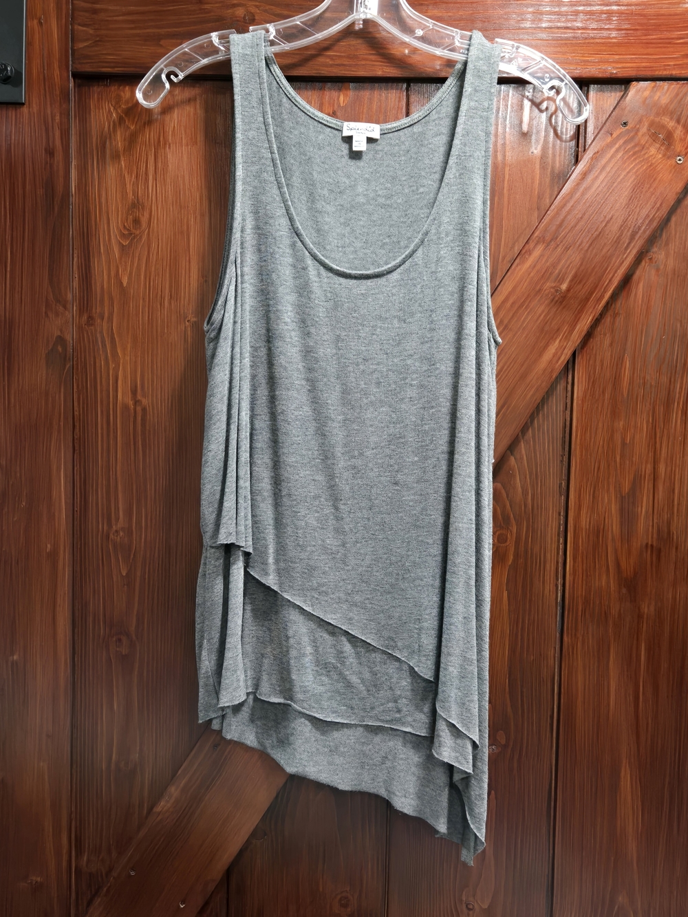 Splendid Gray Layered Asymmetrical Tank Top